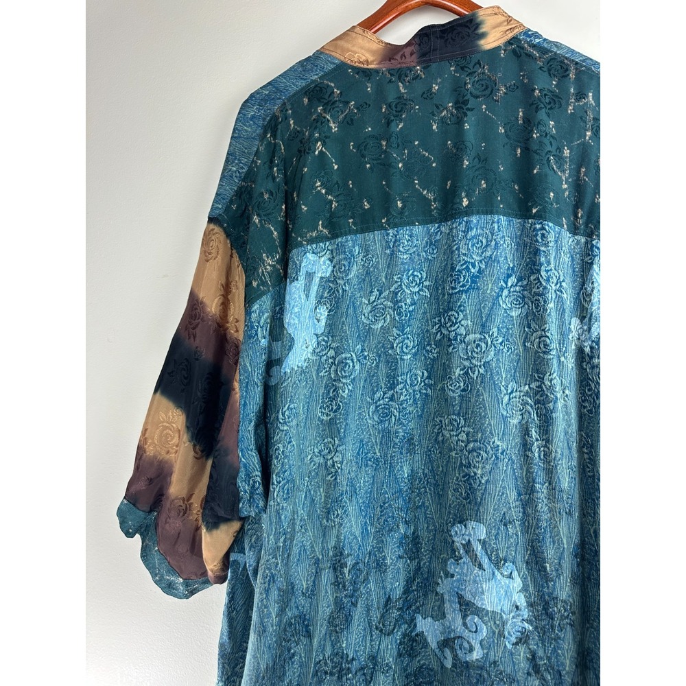 Kusnadi NY Floral Jacquard Kimono Open Cardigan One Size OS Hippie Artsy *Flawed - Picture 8 of 16